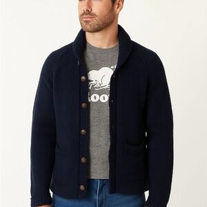 Roots Men's Dark Blue Cardigan Sweater
